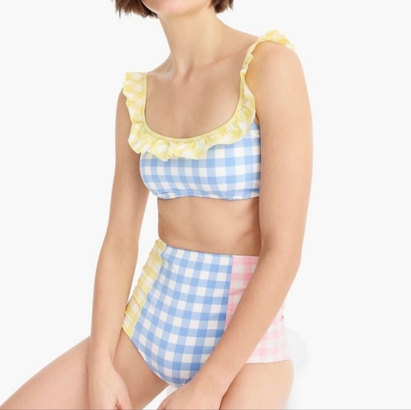 j crew • gingham ruffle bikini